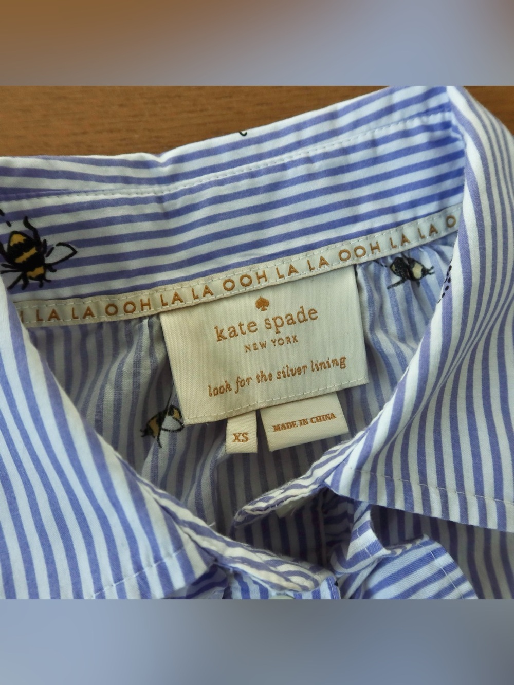 kate spade Abuzz Poolin Light Blue & White Striped Ruffle-Front Dress - Picture 3 of 4